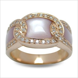 Size 8 18K pink gold Amata Mother of Pearl Ring