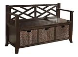 Simpli Home Adrien Entryway Storage Bench, Espresso Brown