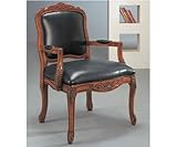Leather Accent Chair with Brown Cherry Finish By H.P.P Leather Accent Chair with Brown Cherry Finish By H.P.P