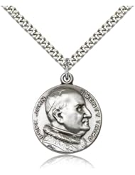 Free Engraving Included Medal- Sterling Silver St. Saint Pope John XXII Pendant 1 x 7/8" 1008SS w/24" SG Heavy Curb Chain w/Box Patron Saint of Papal Delegates