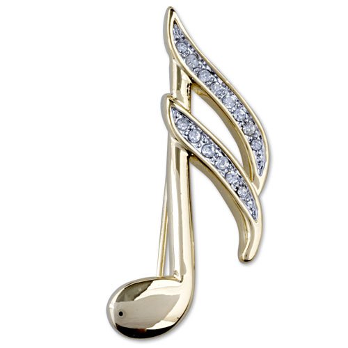Golden Crystal Music Note Brooches