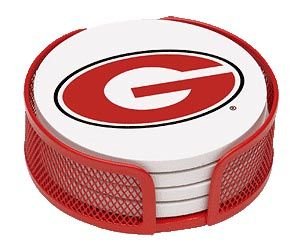Absorbent Coaster Gift Set University of Georgia - Coordinating Holder Included