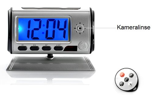 Kingdiscount K0121 Spycam in Digitalwecker mit 4.52 cm (1.8 Zoll) LCD-Monitor, silber