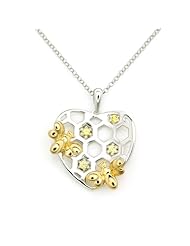 SilverKings 925 Sterling Silver Yellow CZ Hearty Honey Bee Necklace (16)