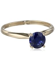 10k Gold 6mm Round Created Blue Sapphire Gemstone Solitaire Ring (1.10 ct)