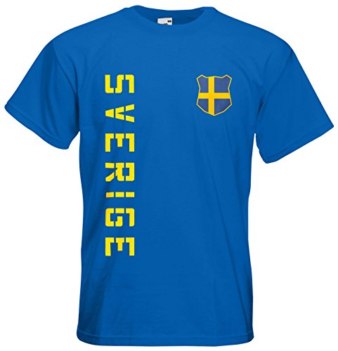 Schweden Sverige EM 2016 T-Shirt Trikot (Royalblau, XL)