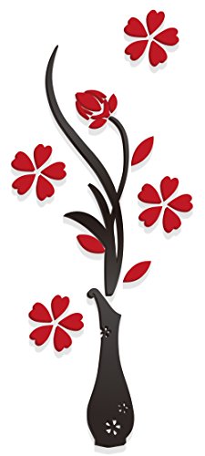 3d Vase Wall Murals for Living Room Bedroom Sofa Backdrop Tv Wall Background, Originality Stickers Gift, DIY Wall Decal Wall Decor Wall Decorations (Red, 30 X 12 inches)