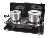 Kampa Alfresco Double Burner & Grill with Lid Compact Camping Stove with Piezo Ignition.