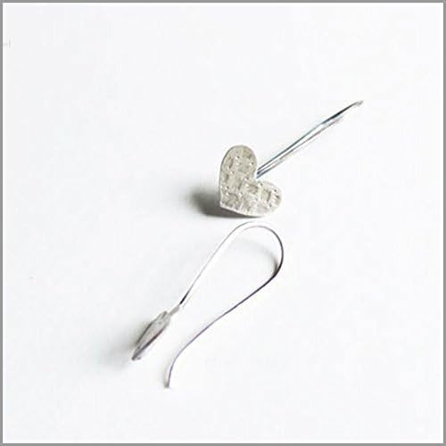 Heart Shaped Roller Stamped Drop Earrings - Sterling Silver
