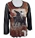 Vine Street Fashion Apparel, Brown & Black Printed Fashion Top with 3/4 Sheer Sleeves...