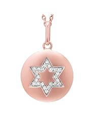 14KT Rose Diamond .11CT Star of David Disc Pendant
