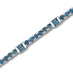 One of a Kind Design 7.25 carats total weight Princess & Round Cut London Blue Topaz Bracelet in Sterling Silver