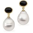 14K Yellow Gold Paspaley South Sea Cultured Pearl and Onyx Earrings - 11.00mm