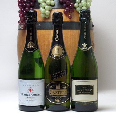 セレクション世界のスパークリングワイン飲み比べ辛口3本セット（スペイン、フランス、イタリア泡ワイン3本セット