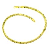 14 Karat Yellow Gold 3.4-mm Byzantine Anklet (10 Inch)