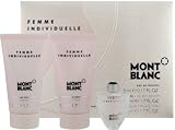 Montblanc Femme Individuel by Montblanc 3 Piece Travel Set Includes: 0.17 oz Eau de Toilette Miniature Collectible + 1.7 oz Moisturizing Body Lotion + 1.7 oz Bath and Shower Gel