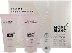 Montblanc Femme Individuel by Montblanc 3 Piece Travel Set Includes: 0.17 oz Eau de Toilette Miniature Collectible + 1.7 oz Moisturizing Body Lotion + 1.7 oz Bath and Shower Gel