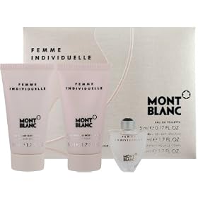 Montblanc Femme Individuel by Montblanc 3 Piece Travel Set Includes: 0.17 oz Eau de Toilette Miniature Collectible + 1.7 oz Moisturizing Body Lotion + 1.7 oz Bath and Shower Gel