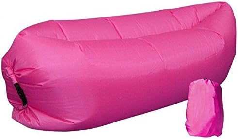 InkTonerBox Rose Red Outdoor Inflatable Beach Lounger Lazy Sleeping Folding Sofa Laybag Air Bed Camping Sleep Bag