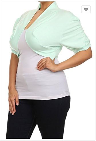 Women's Plus Size Shrug Stretch Cropped with Ruched Sleeve Accents Dressy