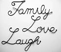 Family Love Laugh Set 3 Metal Wall Words Hanging Signs Quote