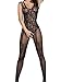 Amstt Womens Sexy Fishnet Floral Open Crotch Mesh Bodystockings Bodysuits (Black)