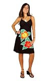 Mini Black Dress with Hand Painted Hibiscus Design