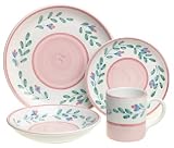 Caleca Pink Garland 16-Piece Dinnerware Set, Service for 4