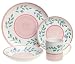 Caleca Pink Garland 16-Piece Dinnerware Set, Service for 4