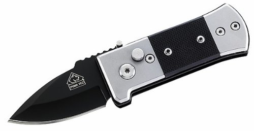 Puma Tec-Couteau de Poche PUMA-TEC - Lame Noire Acier - Manche 7cm Acier + Clip
