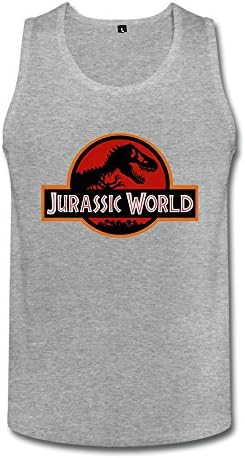 Men's Jurassic World Movie Red Logo Tank Tops M HeatherGray