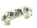 By Artist Pearlene Spencer,Beautiful! Genuine Navajo Sterling-silver Turquoise Bear Paw Shadow Box Women's Bracelet