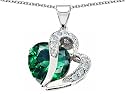 10.30 cttw 925 Sterling Silver 14K White Gold Plated Lab Created Heart Shape Emerald Pendant