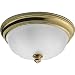 Progress Lighting P3733-10 Close-To-Ceiling Fixture with Satin Etched Glass, Polished Brass