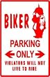 BIKER PARKING motorcycle scooter fun sign