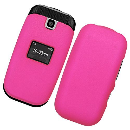 Eagle Cell Snap-On Rubberized Hard Protector Case Cover for LG 450 Flip Phone - Retail Packaging - Hot Pink
