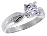 Sterling Silver 1 Carat size Brilliant Cut Cubic Zirconia Bridal Ring