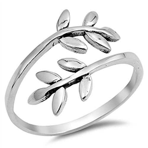Open Leaf Branch Tree Vine Women's Ring New .925 Sterling Silver Band Size 9 (RNG15302-9)