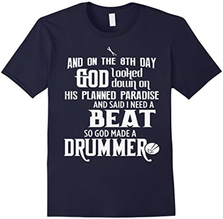 Men's God made a drummer -funny drummer t-shirt Medium Navy