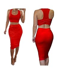Sexy Cotton/Polyester Sheath Knee Length Summer Sleeveless Bandage Dress/Bodycon Dress/Club Dress/Party Dress/Midi Dress 