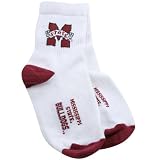 Mississippi State Bulldogs White Youth Cuff Socks