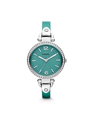 Fossil Georgia Three Hand Stainless Steel Watch Metallic Teal Es3238