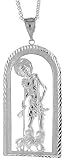 Sterling Silver 3 1/2 (88 mm) Diamond Cut St. Lazarus Pendant