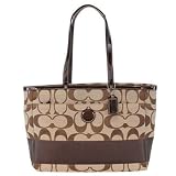 Coach Signature Stripe Baby Diaper Multifunfunction Laptop Bag Purse Tote 15188 Mahogany Brown