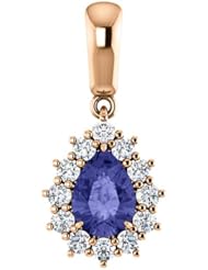 10K Rose Gold 7.00x5.00mm Pear Cut Tanzanite and Diamond Pendant -- LIFETIME WARRANTY