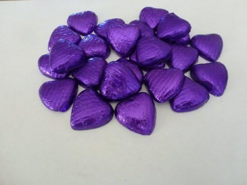 Purple Foil Chocolate Hearts Wedding Favours x50