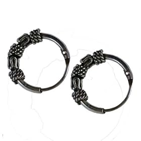 10mm Bali Hoop Earrings Sterling Silver by Earring Plug