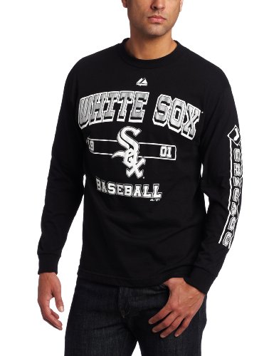 MLB Men's Chicago White Sox Past Time Original Long Sleeve Basic Tee, Black, Medium