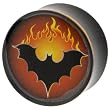 3/4" Gauge Flaming Bat Organic Horn Plug