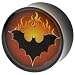 3/4" Gauge Flaming Bat Organic Horn Plug